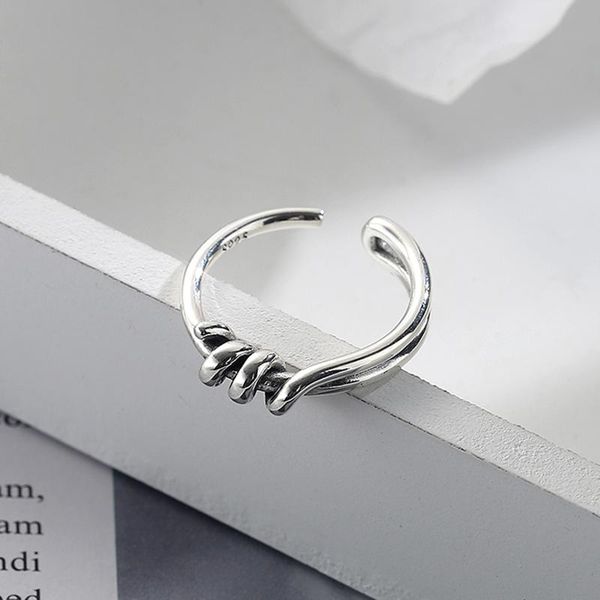 

cluster rings kinel 100% 925 sterling silver twist finger for women punk vintage ring jewelry gift, Golden;silver
