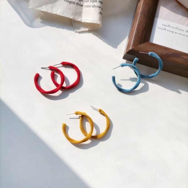 

earrings japanese korean twisted c-shaped flocked insfeng 925 silver needle autumn and winter sweet earrings girl, Golden