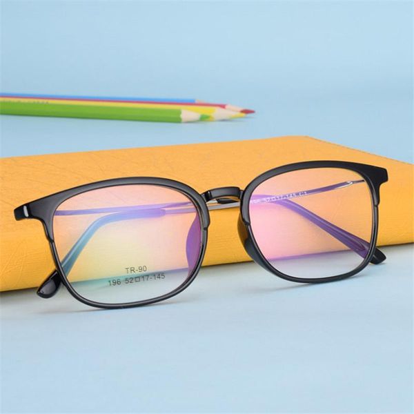 

clear glasses decorative tr90 eyeglass frame pingguang when men and women square eye 196 fashion sunglasses frames, Black