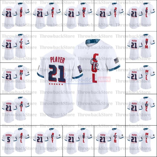 

custom 2021 all star game white flexbase baseball authentic jersey double stitched embroidery men women youth 1, Blue;black