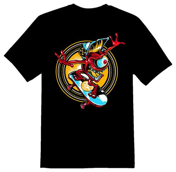 

caliskate eye ball monster skater black or white tee shirt, White;black