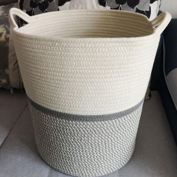 

storage baskets cotton rope woven basket toy clothes sorting dirty basket-abux
