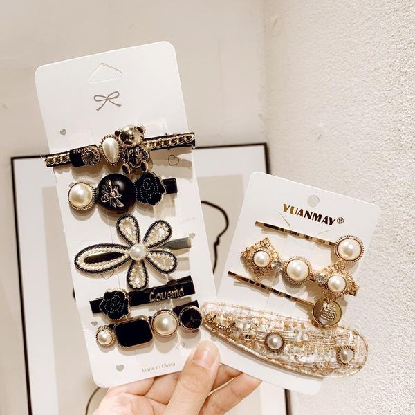 

hair accessories 4/5pcs/set women luxury elegant clips crystals pearls geometric hairpins retro crystal clip barrette