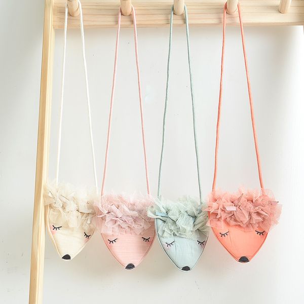 

flash net creative children's fox head coin purse messenger bag cute, Black