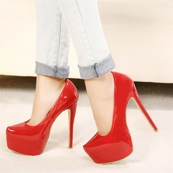 

dress shoes big size 35-44 brand women super high heels 15cm female platform pumps wedding party lady walk show sexy, Black
