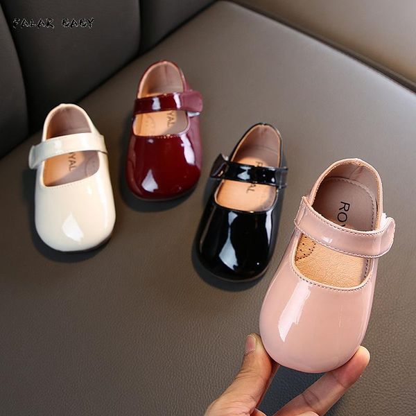 

fashion patent leather shallow princess shoes baby girl first walkers infant toddler girls dress black for flat, Black;grey