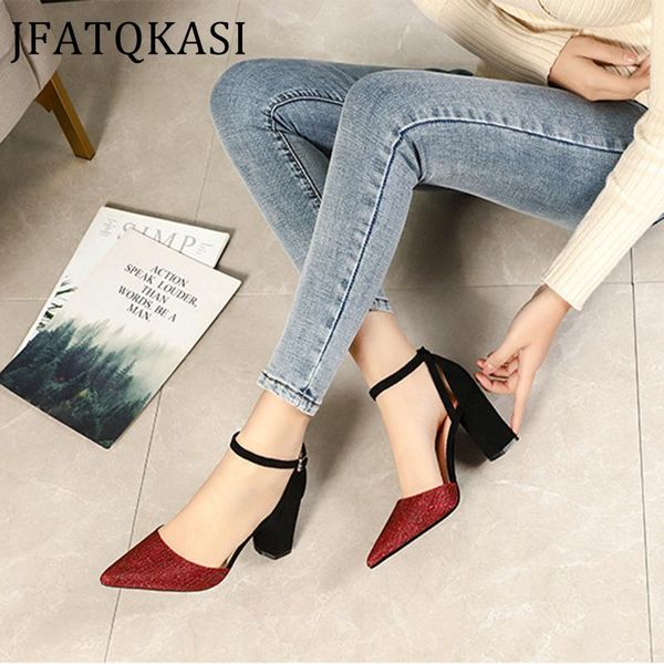 

dress shoes women heels summer hundred match single party pointed buckle female pumps fashion brand breathable soft ladies, Black