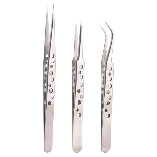 

stainless steel metal sharp pointed st - 12 14 15 with hole tweezers forceps pincers nipper repair tools wholesale
