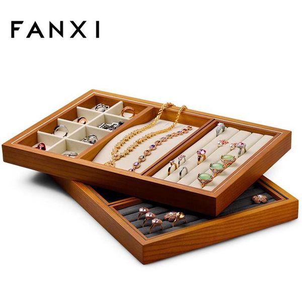 

jewelry pouches, bags oirlv solid wooden 3 in one multifunction tray with microfiber drawer organizer case for women's accessories, Pink;blue