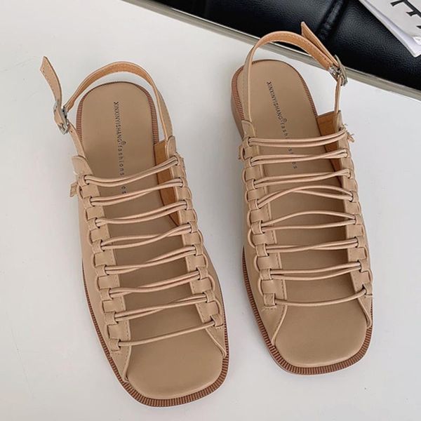 

women sandals summer buckle strap shoes ladies fashion slides slippers lady outside flat with for woman, Black