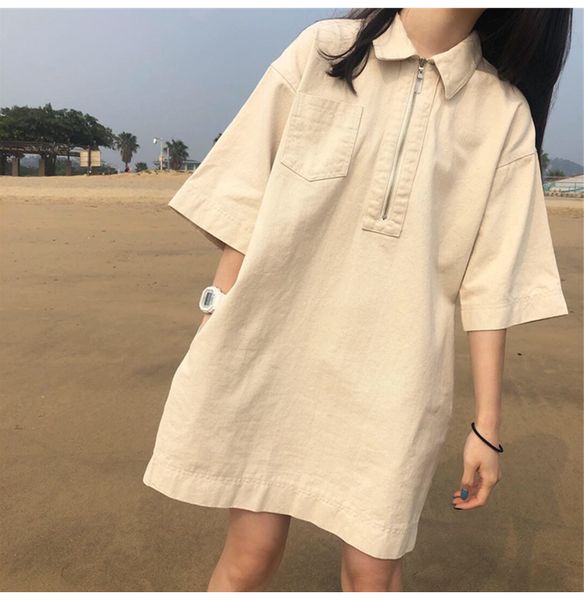 

plus size summer girls boho cotton vintage dress oversize white long shirt short sleeve women dresses femme vestido 210417, Black;gray
