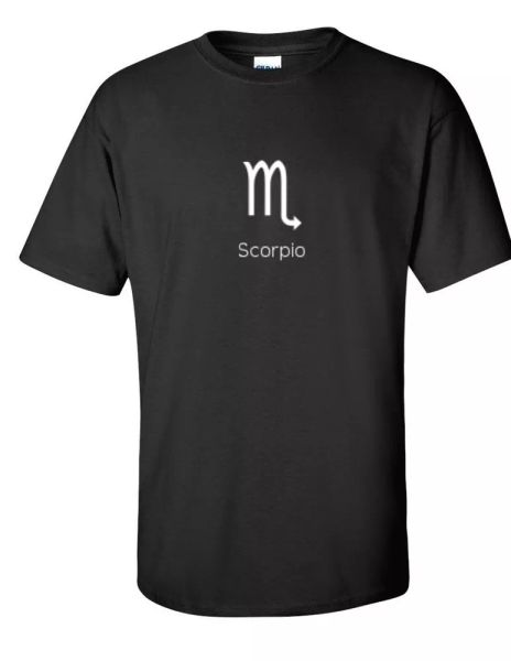 

scorpio symbol zodiac astrology stars horoscope gift funny black cotton t-shirt, White;black