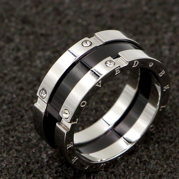 

wedding rings titanium ornament black rose gold all-match gap four diamond ring girl's accessories, Slivery;golden