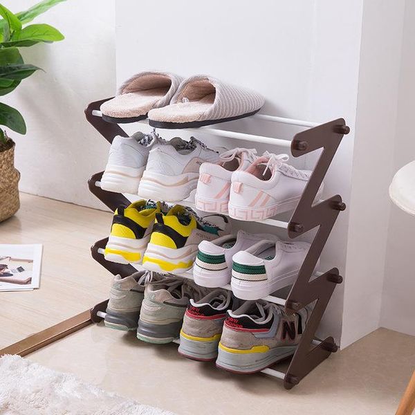 Bekleidungsgarderobe Aufbewahrung großes Schuhregal Regal Abs Plastik Z Form Nicht gewebter Schrank Organizer Halter Schuhe Ständer Stand