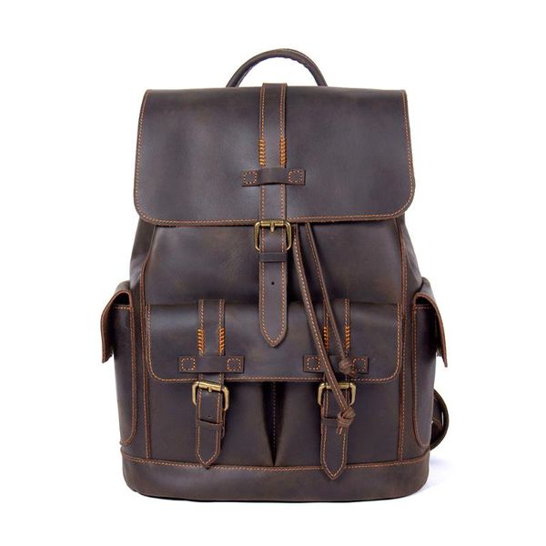 

drop genuine leather backpacks traveling lapdaypakcs retro crazy horse rucksacks mochila backpack