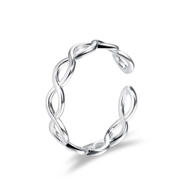 Стерлинговое серебро 925 полые плетеные кольца полосы женские простой дизайн маленький свежий глянцевый крест 8 слово ювелирные изделия оптом