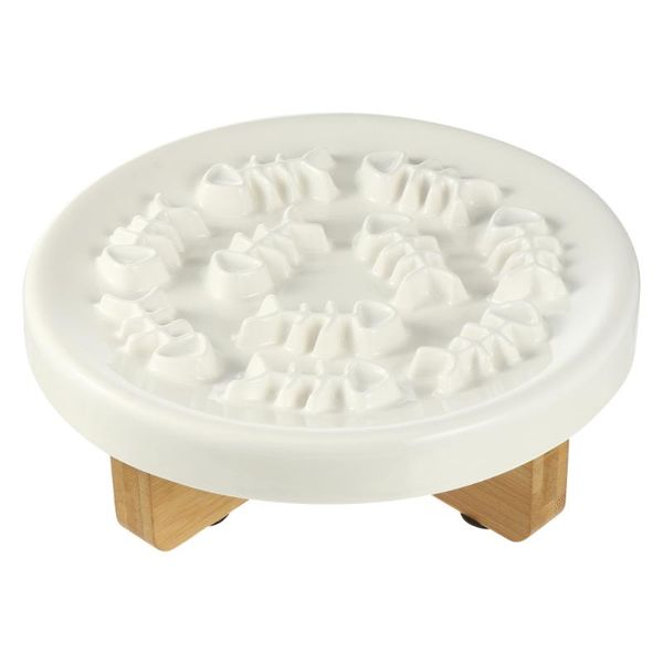 

cat bowls & feeders 1 set raised dog feeder slow feed ceramic bowl with stand pet feeding supplies