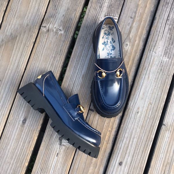 womens loafers flat platform thick soled famale casual shoes slip on chunky heel blue black ladies shoe pumps dress