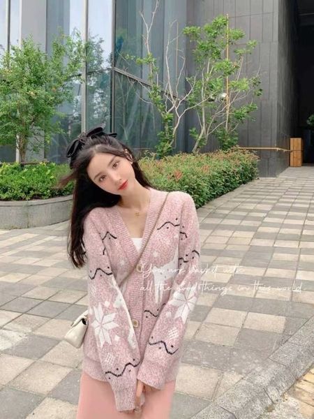 

women's knits & tees knitted cardigan sweater coat snowflake 5jm4, White