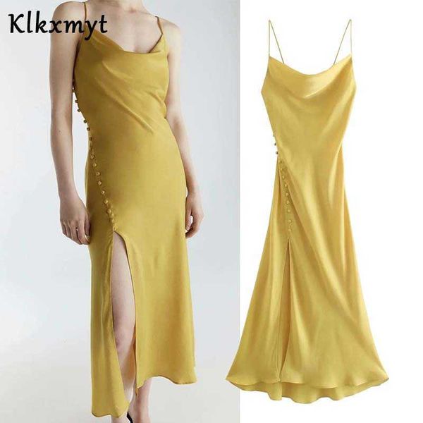 

klkxmyt za dress women camisole long woman backless sling elegant summer es female party es 210527, Black;gray