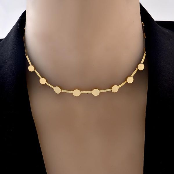 

earrings & necklace women fashion jewelry sets stainless steel gold-plated bracelet flat snake chain choker necklace/bracelet, Silver