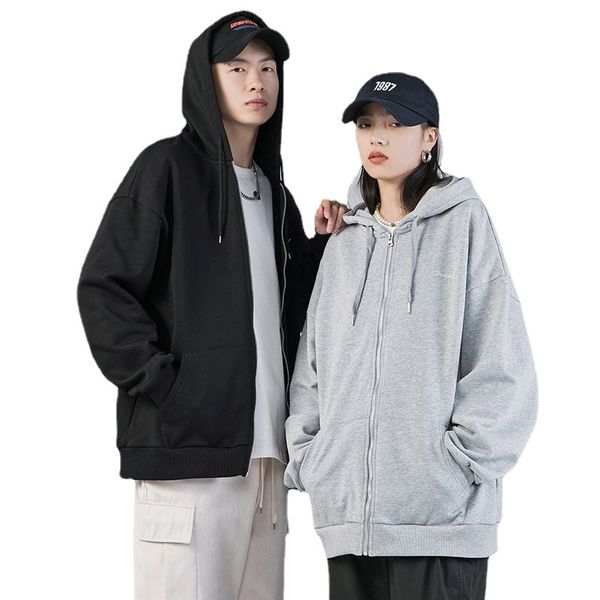 

men's hoodies & sweatshirts spring new simple hooded cardigan hoodie men loose jacket coat gdi6, Black