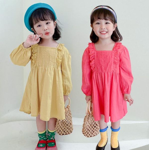 

girl's dresses 2021 style girls dress fashion autumn full sleeve cotton 2-7 years xy770, Red;yellow
