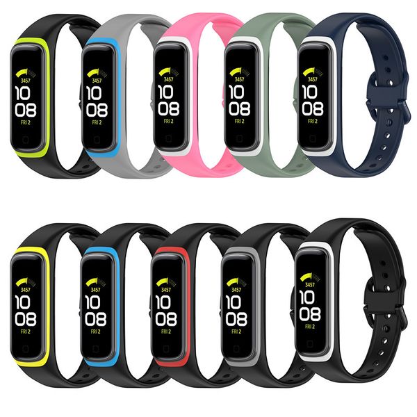 

soft silicone replacement straps dual colors loop band for samsung galaxy fit2 sm-r220 watch sports wristband strap