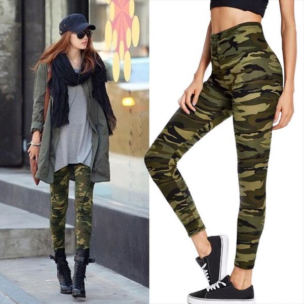 

camouflage fitness military army womens leggings green pants workout sporter skinny adventure elastic leisure, Black