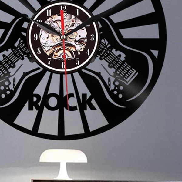 

wall clocks 1pc home living rock music guitar jazz design black lp record clock 12 inch mute quartz watch gifts