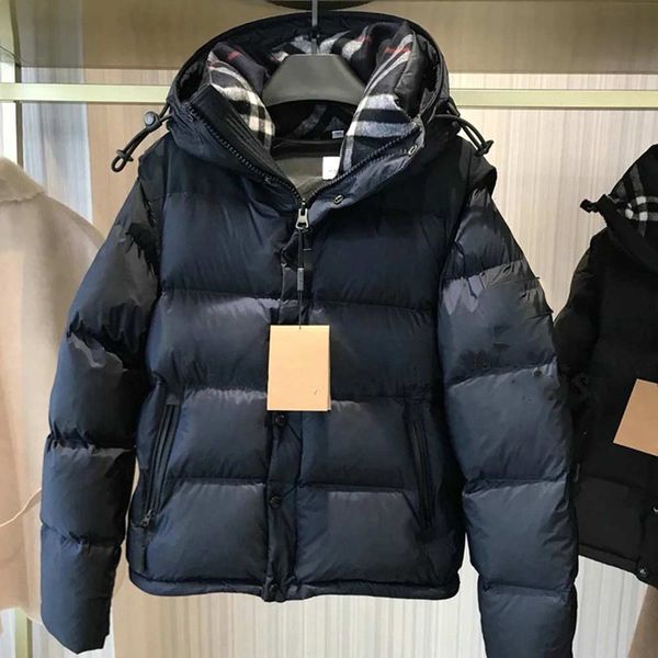 

2021ss fedex ship men women down puffer jacket oblique full body letter appliques tags designer male warm zipper outwear stand plaid collars, Black