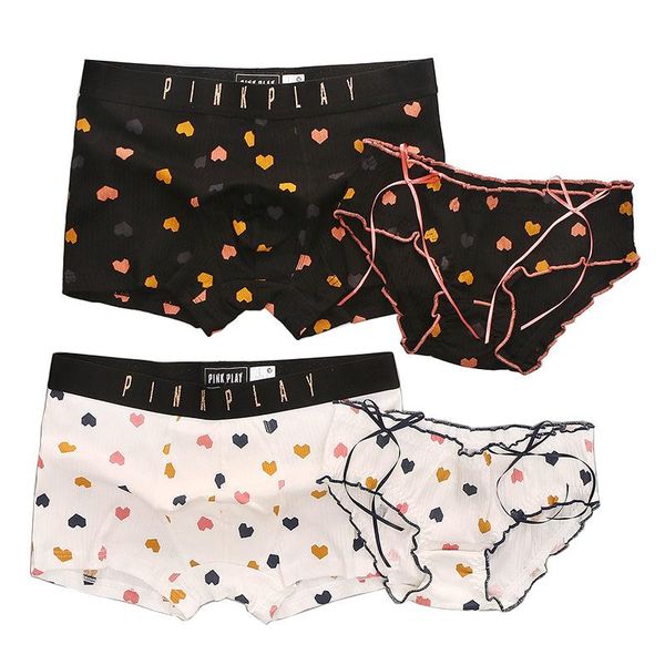 

underpants couple underwear set cotton panties breathable lover mans and women fashionable sexy, Black;white