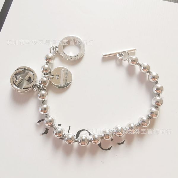 

design jewelry letter round bead bracelet s925 sterling silver couple male female buddha beads japan and south korea, Golden;silver