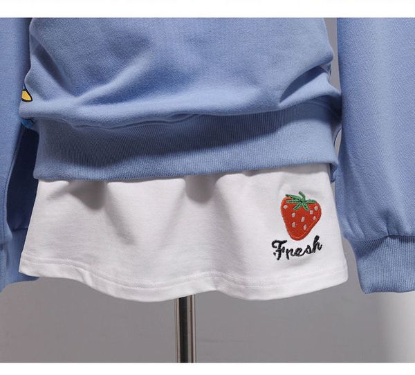 

split fork mini skirts cartoon print white animal sweater hoodie sportswear novelty cute women men inside base artifact ins fashionable y2k, Black