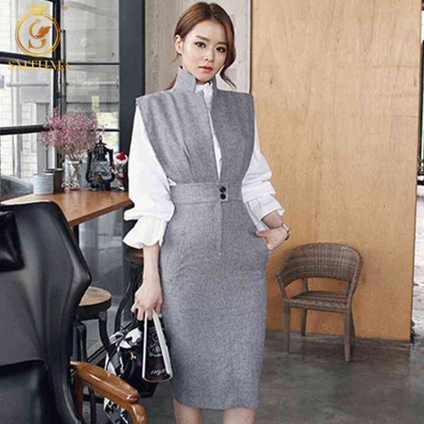 

fashion runway designer dress set women's sleeveless vintage elegant 2 piece suits 210520, White