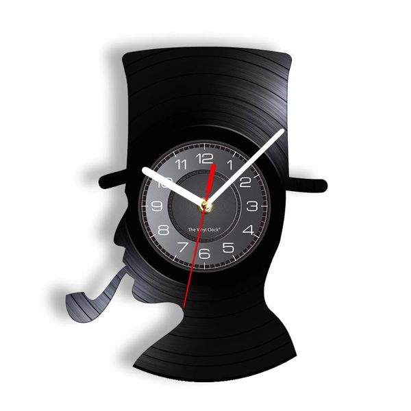 

wall clocks smoking gentleman silhouette vintage lp record clock englishman smoker handicraft art carved music
