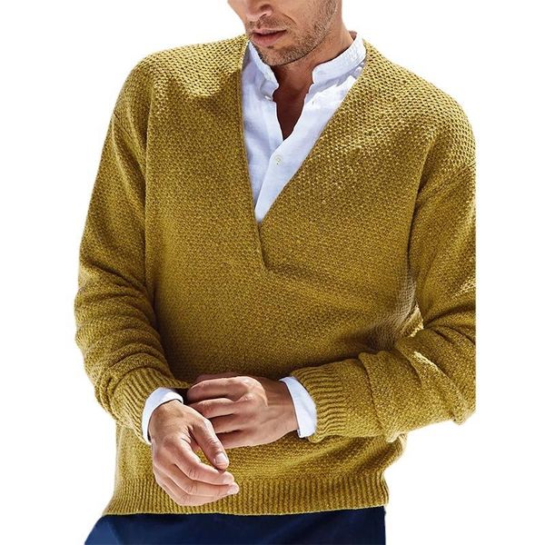 

men's sweaters european and american fashion commuter men's pullover v-neck knitted sweater solid color long-sleeved swea, White;black