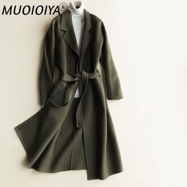 

women's wool & blends abrigo mujer coat women autumn winter long jackets turn-down collar female jacket women's coats 2021 cs1620, Black