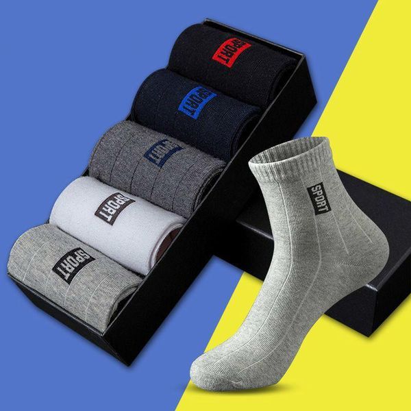 

men's socks 10pcs=5 pairs men set cotton breathable sweat-absorbent spring autumn black business pack calcetines
