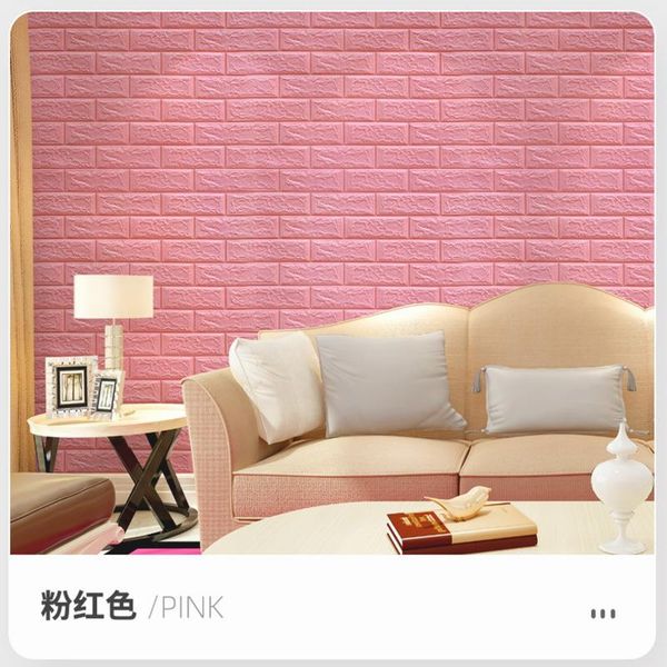 

wall stickers decor 3d imitation brick self adhesive wallpaper waterproof diy nordic home kawaii pink bedroom 35x38cm