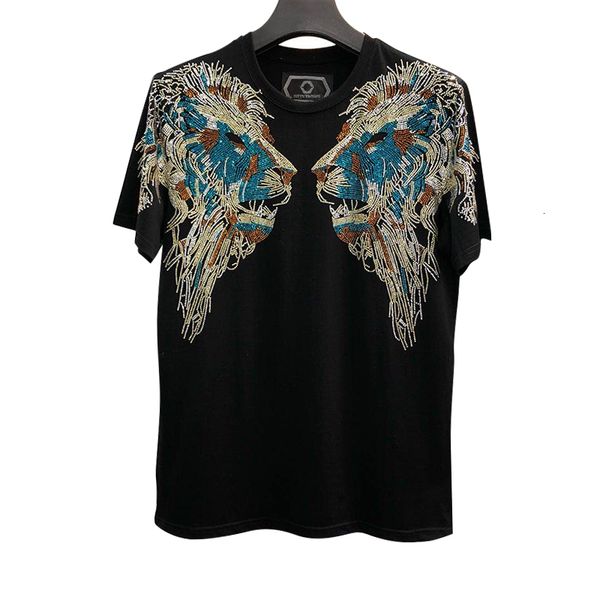 

men's t-shirts italy pp diamond-colored lion's head embroidered around the neck short sleeve original male shirt unique superior t, White;black