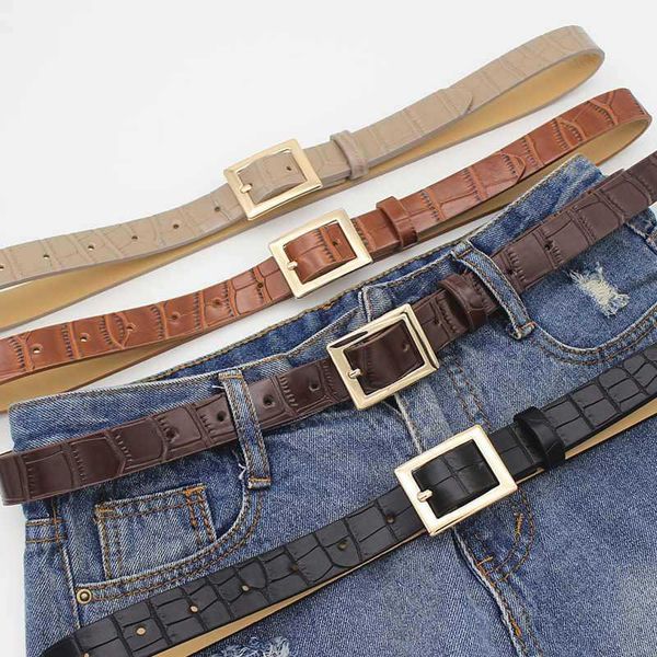 

belts crocodile pattern fashion belt for women gold buckle ladies leather female jeans, Black;brown