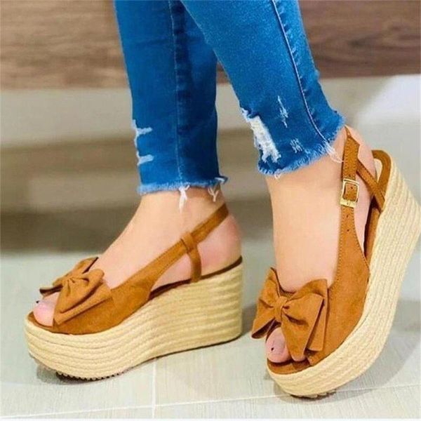 

sandals summer platform shoes women peep toe ladies wedge with bowknot 35-43 large-sized female dress party office shoe 2022, Black