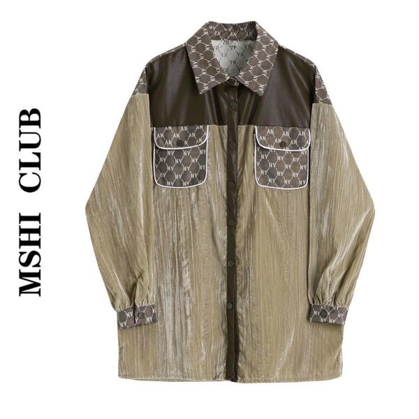 

contrast stitching shirt for women's design jackets, Black;brown