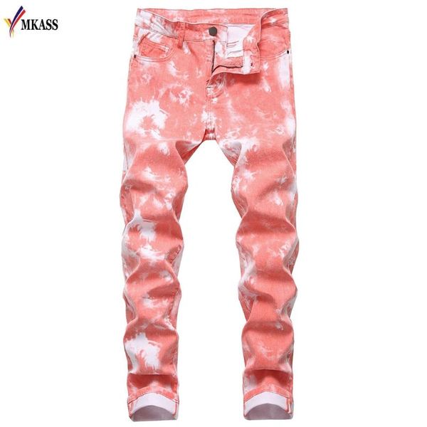 

men colored jeans mens skinny elastic slim straight biker male denim casual cotton pants plus size 42 men's, Blue