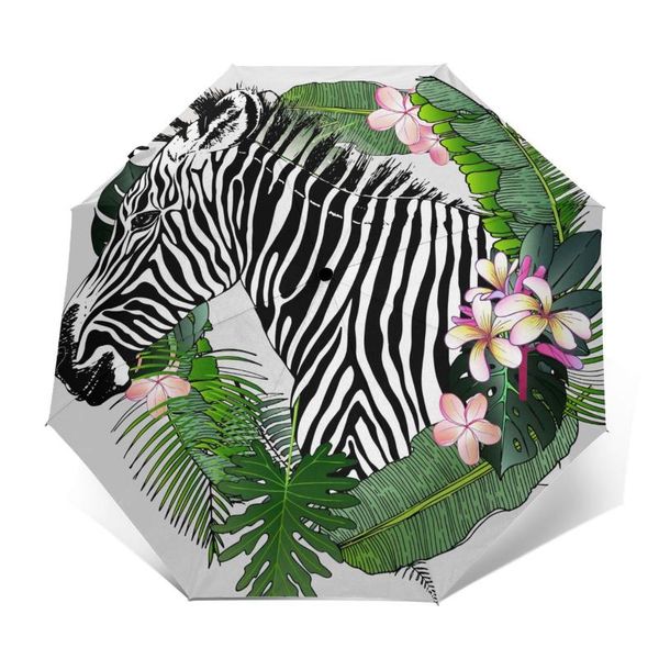 

umbrellas tropical animal zabra banana and leaves flowers windproof automatic folding inverted umbrella portable paraguas for man woman