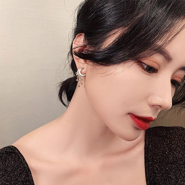 

dangle & chandelier 2021 fashion trendy moon zinc alloy earrings for women temperament geometric gold color metal party pendiente, Silver