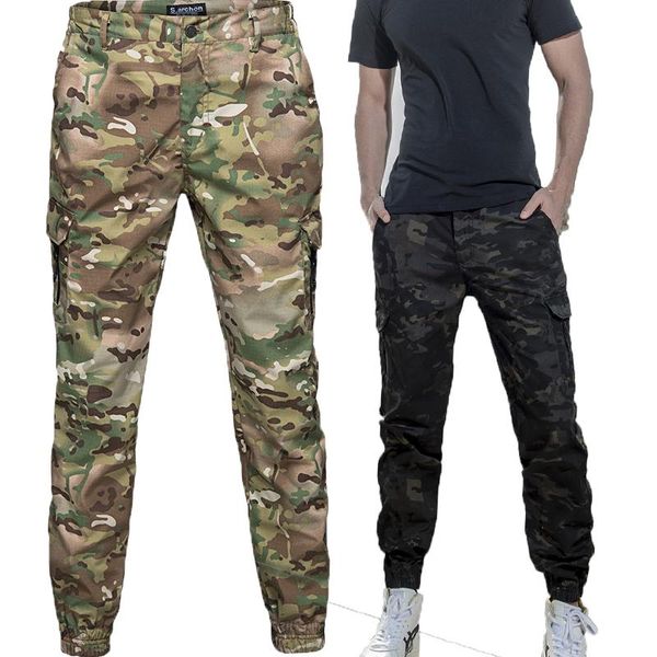 

men's pants 2021 mens fashion streetwear casual camouflage jogger tactical military trousers us army men cargo for dropp, Black