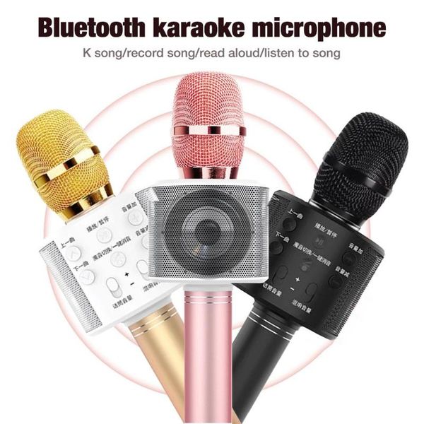 

mic professional karaoke ws-858 usb mini bluetooth wireless microphone portable handheld speaker home ktv player microphones
