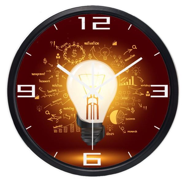 

wall clocks creative lamp bulb idea clock office team work, advertisement business gift management success workshop